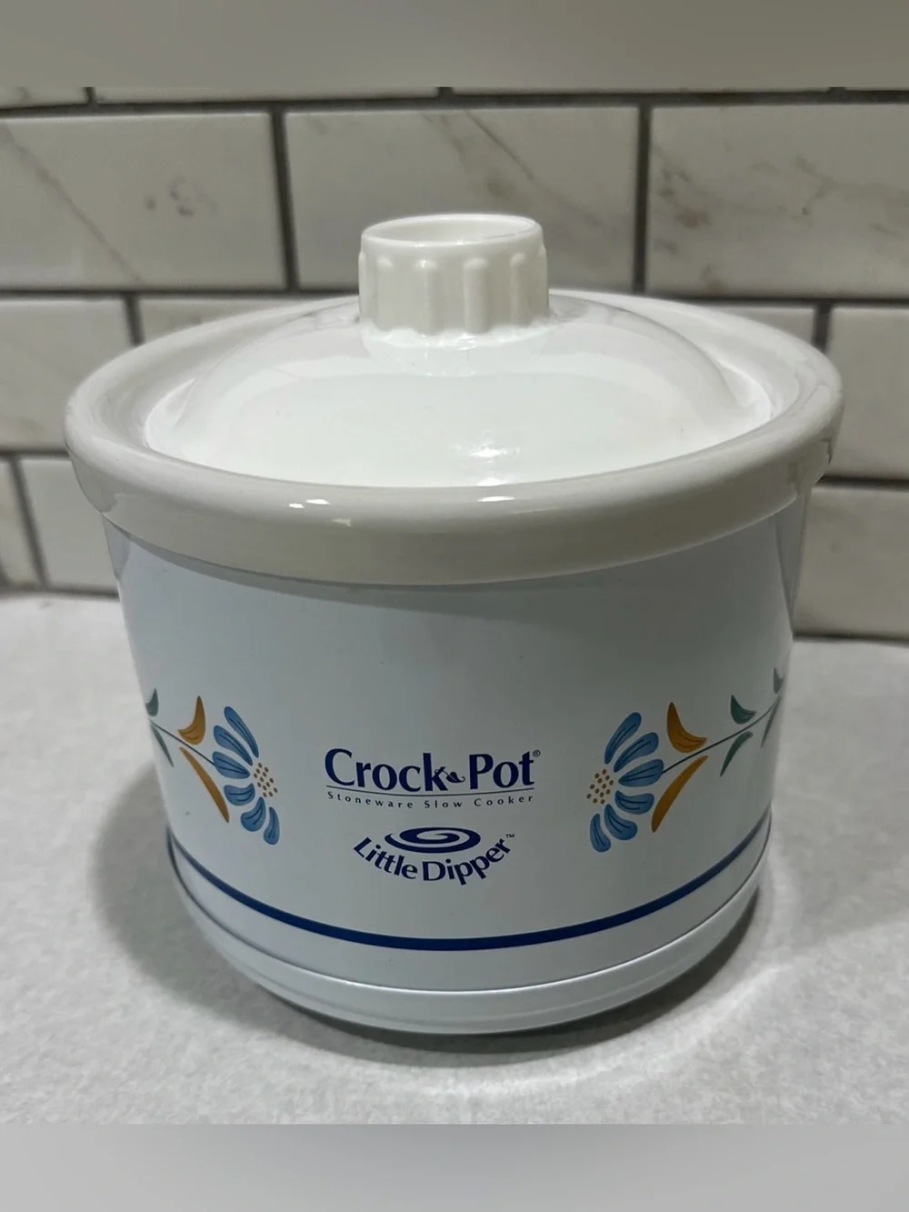 Crock-Pot Little Dipper Mini Slow Cooker 16 Oz White Floral SCR200-B Tested